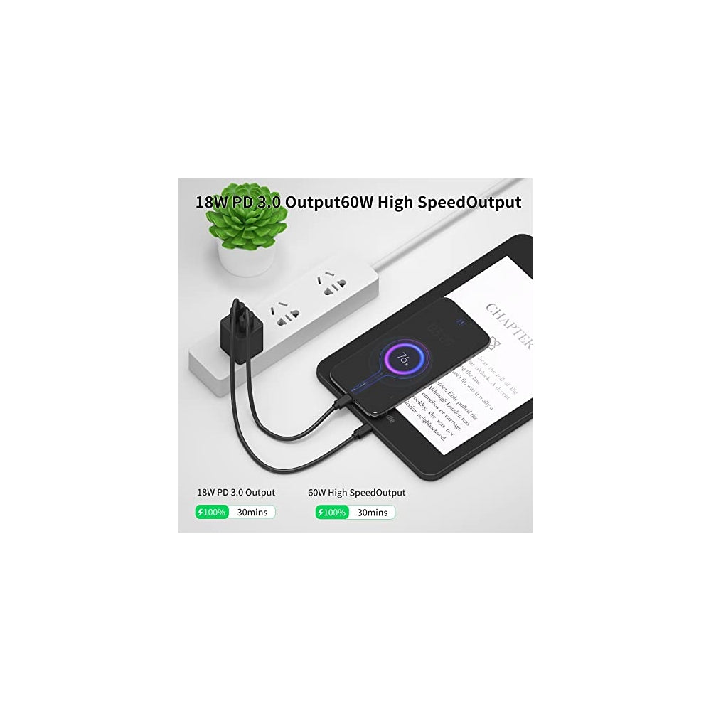 Cargador rápido de 2 A con cable micro USB y tipo C