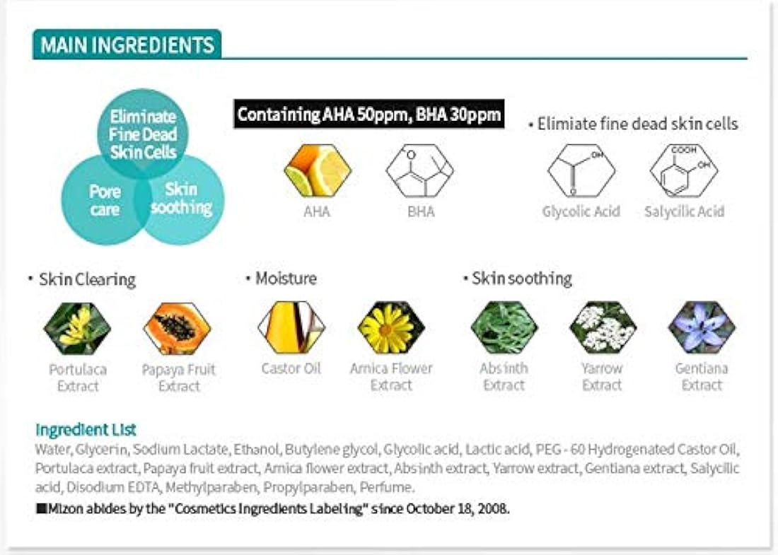 Limpiador diario Mizon Aha y BHA, 5.07 onzas líquidas