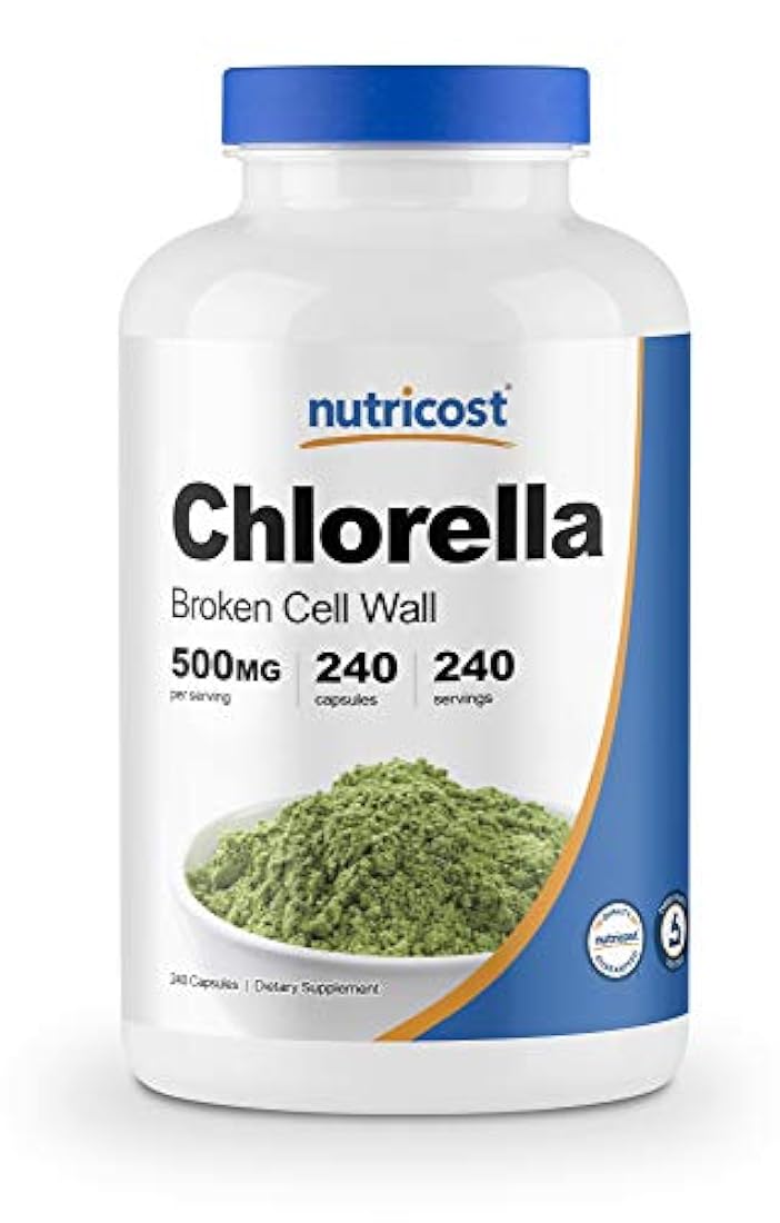 Nutricost Cápsulas Clorella 500 mg, 240 Cápsulas, 1 botella