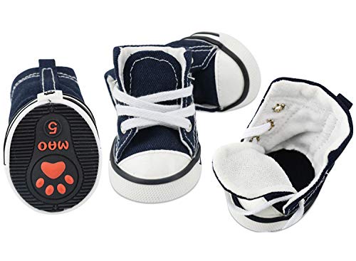 Botas, zapatillas y zapatos deportivos de lona para cachorros de abcGoodefg, zapatos casuales no deslizantes para exteriores, suela de goma y tela interna de algodón suave, Azul
