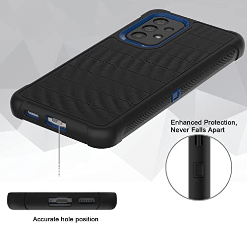 Leptech Funda para Samsung Galaxy A53 5G con protector de pantalla de cristal, [Serie Funda] Clip de cinturón de protección, resistente, resistente, resistente, resistente, militar, a prueba de golpes, cubierta para teléfono celular (negro)