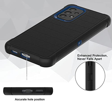 Leptech Funda para Samsung Galaxy A53 5G con protector de pantalla de cristal, [Serie Funda] Clip de cinturón de protección, resistente, resistente, resistente, resistente, militar, a prueba de golpes, cubierta para teléfono celular (negro)