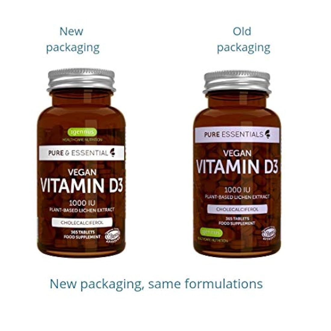 Puro Essentials Vegano vitamina D3 1000IU Colecalciferol
