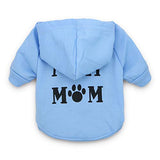 DroolingDog Camiseta de perro con texto en inglés I Love My Mom para ropa de perro pequeño, XS, azul