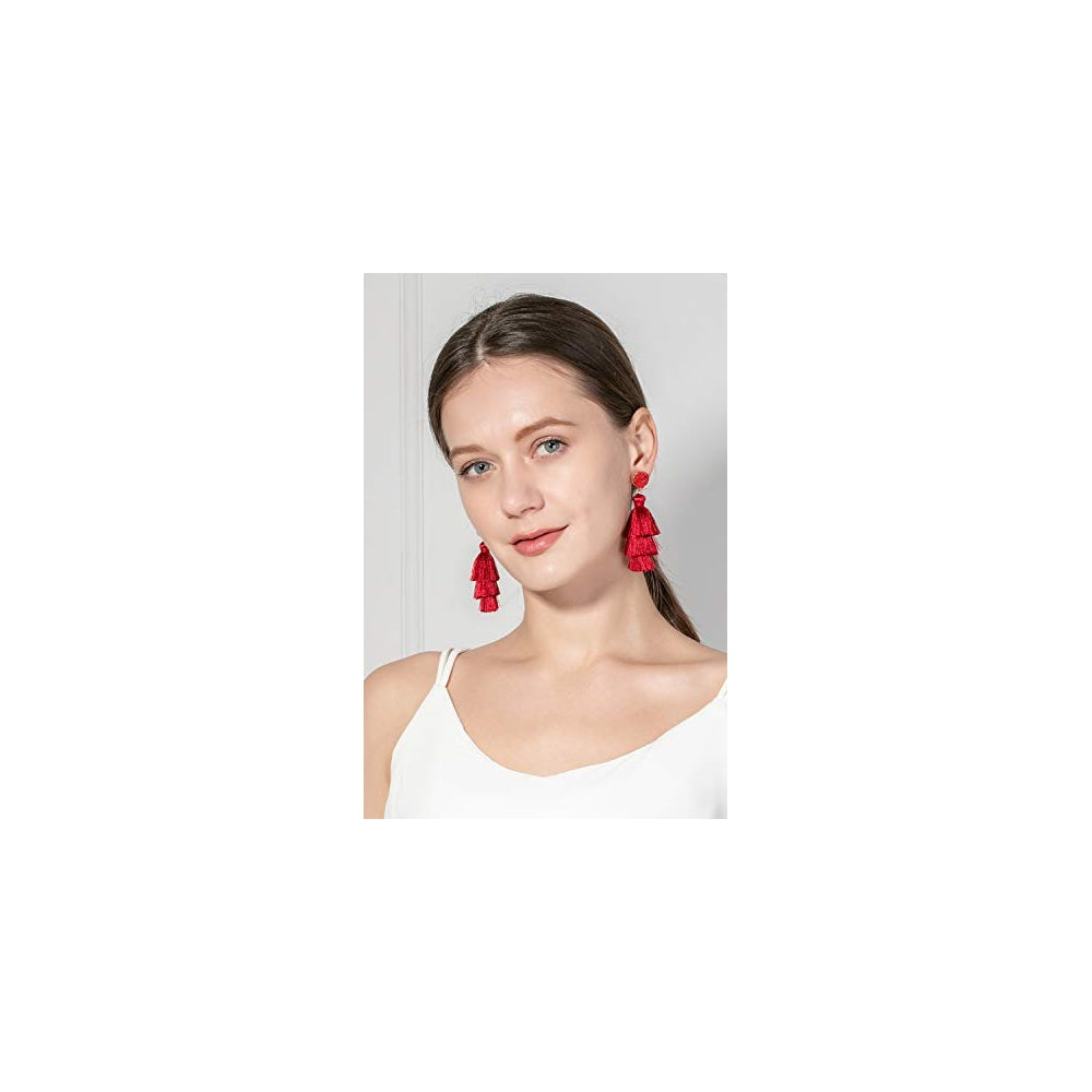 Aretes de borla coloridos para mujer