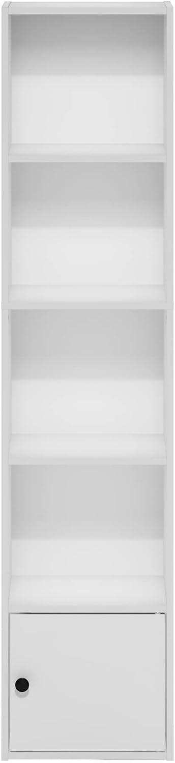 Estantería con armario de almacenamiento, 5 cubos, 1 puerta
