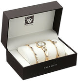 Conjunto de reloj y brazalete en tono dorado para mujer