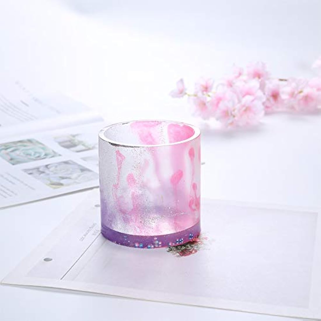 Molde para plantas de resina con cilindro grande, diámetro interno de 2.8 in, profundidad interna de 2.8 in, moldes de silicona con cilindro, moldes para macetas de flores, moldes para macetas, moldes para bolígrafos