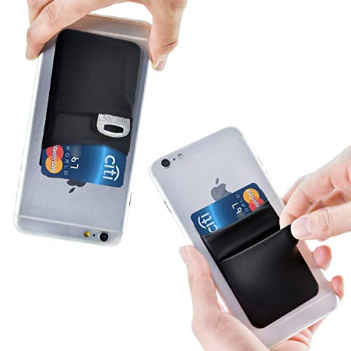Tarjetero de elastano elástico para teléfono, con bolsillo para tarjetas de crédito y cédula de identidad, con adhesivo 3M compatible con iPhone, Samsung Galaxy y smartphones Android