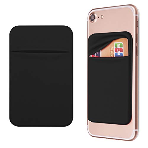 OBVIS Bolsillo para teléfono celular, tarjetero autoadhesivo con adhesivo 3M RFID, tarjetero para tarjeta de crédito ATM, para iPhone Android, 2 unidades, color negro