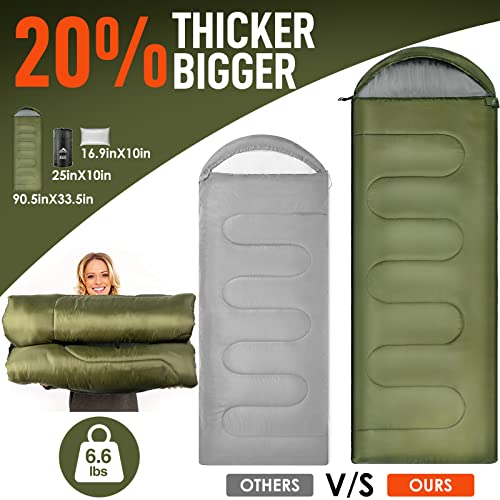 Saco de dormir para adultos XL para clima frío con saco