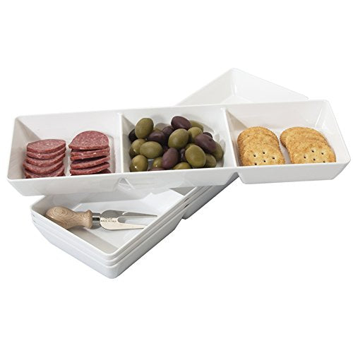Bandeja  servicio de aperitivo de plástico 3 compartimentos
