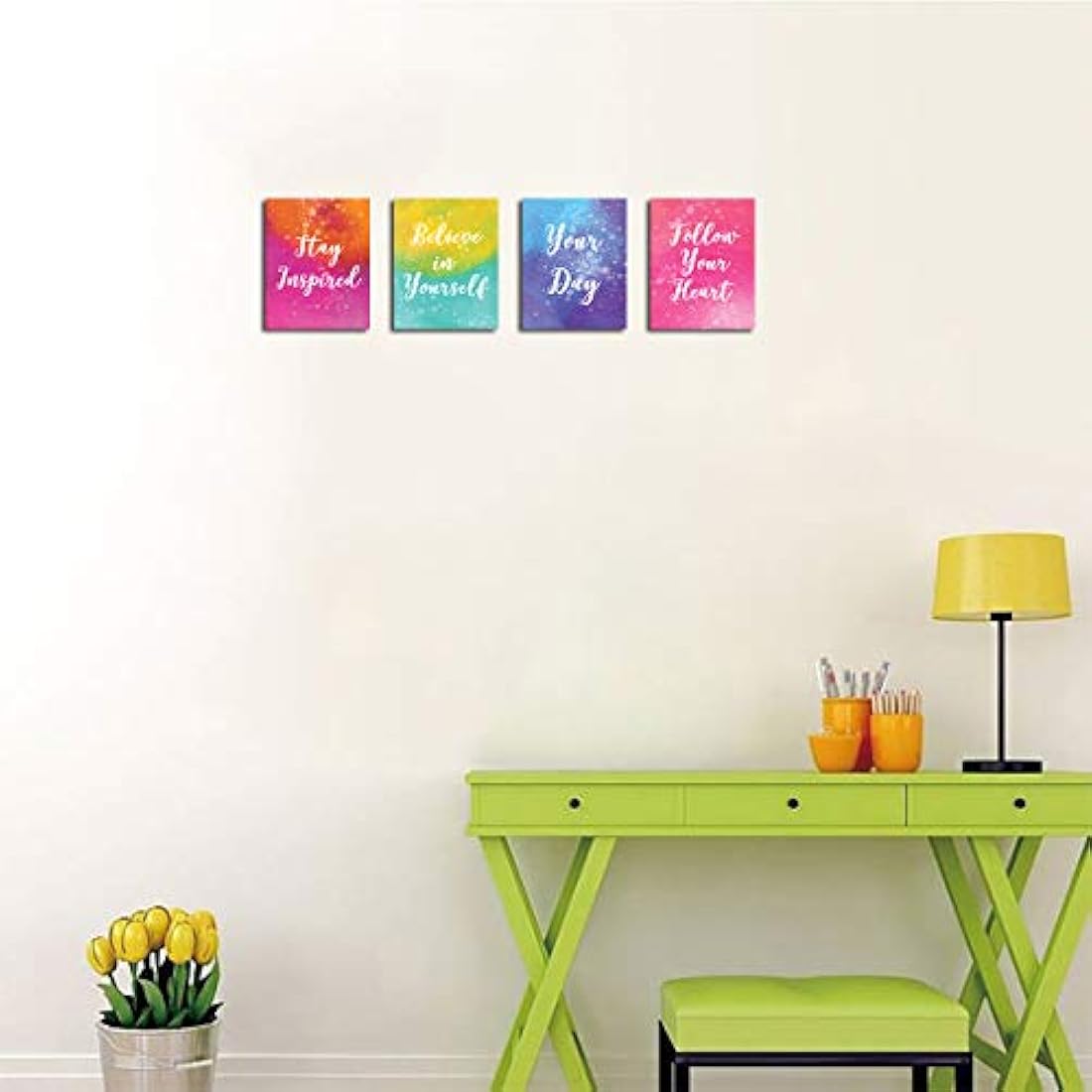 Inspirational Wall Art - Juego de 4 pósteres con citas
