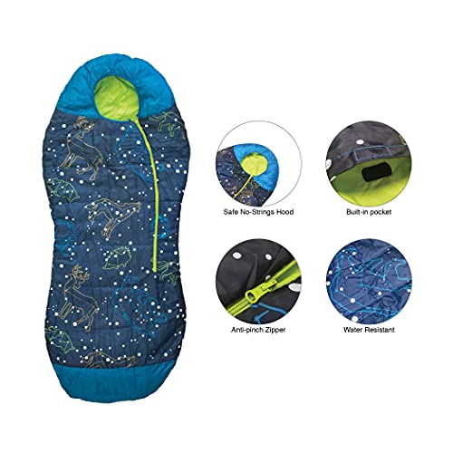 AceCamp Saco de dormir para mamá que brilla en la oscuridad, para niños y jóvenes, clasificación de temperatura de 30°F/-33.8&nbsp;°F, resistente al agua para camping, senderismo y fiesta de pijamas