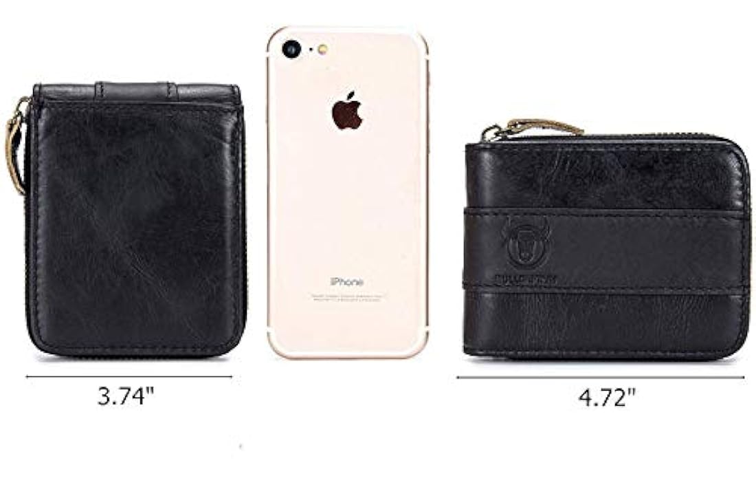 Cartera de cuero para hombre con cremallera alrededor RFID