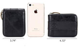 Cartera de cuero para hombre con cremallera alrededor RFID