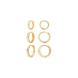 Aretes de aro chapados en oro 3 pares para mujer