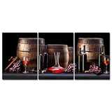 Pyradecor 3 Paneles Botella de Vino Rojo y Barril