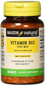 Mason Natural Vitamina B-12 1000mcg tabletas sublinguales - 100 Ea