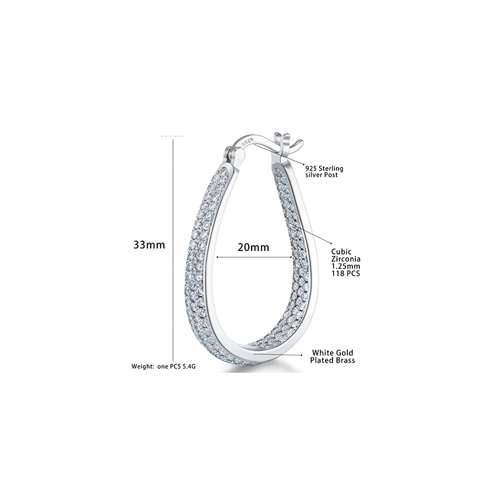 Aros de argolla con varilla de plata de ley para mujer