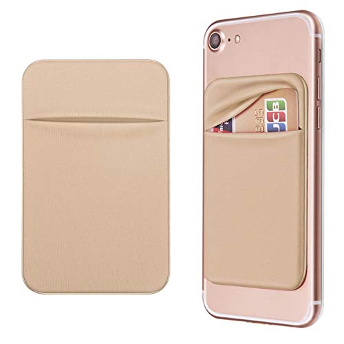 OBVIS Bolsillo autoadhesivo para teléfono celular, funda tipo cartera con adhesivo 3M RFID, tarjeta de crédito, tarjeta de crédito, ATM, tarjetero para iPhone Android dorado