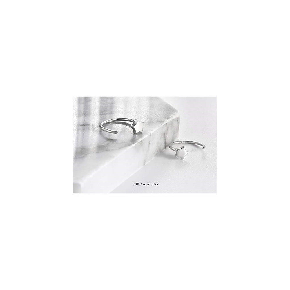 Aretes de aro de plata ley con forma de bola para mujer