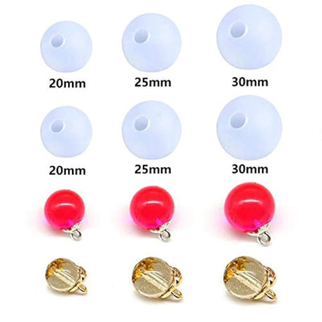 DyAiPet - Molde de bolas de silicona, 9 unidades de resina epoxi, moldes de esfoides universitarios, moldes para colgante, para manualidades de resina UV, bricolaje para joyería (0.787 in/0.984 in/1.181 in)