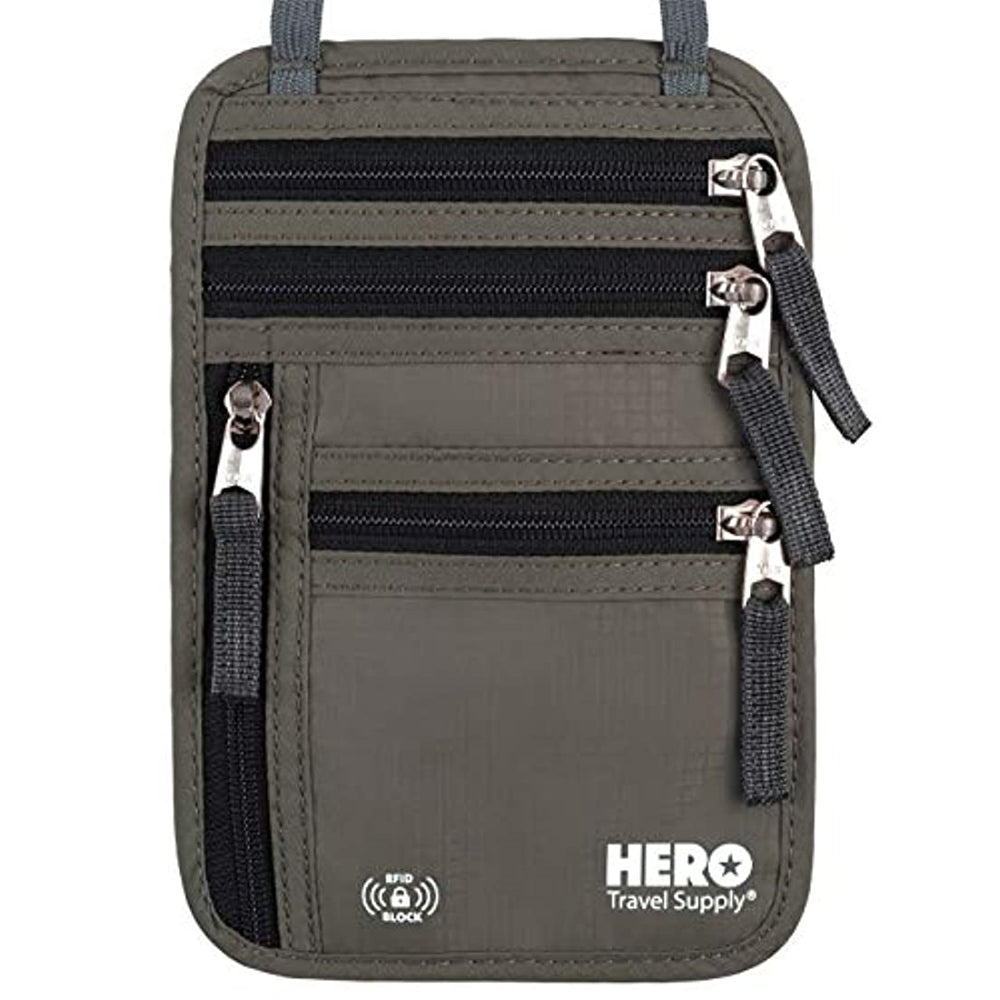 Portadocumentos de viaje estilo cartera con bloqueo RFID