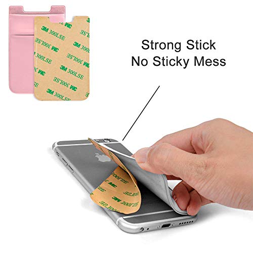 Tarjetero de elastano elástico para teléfono, con bolsillo para tarjetas de crédito y cédula de identidad, con adhesivo 3M compatible con iPhone, Samsung Galaxy y smartphones Android