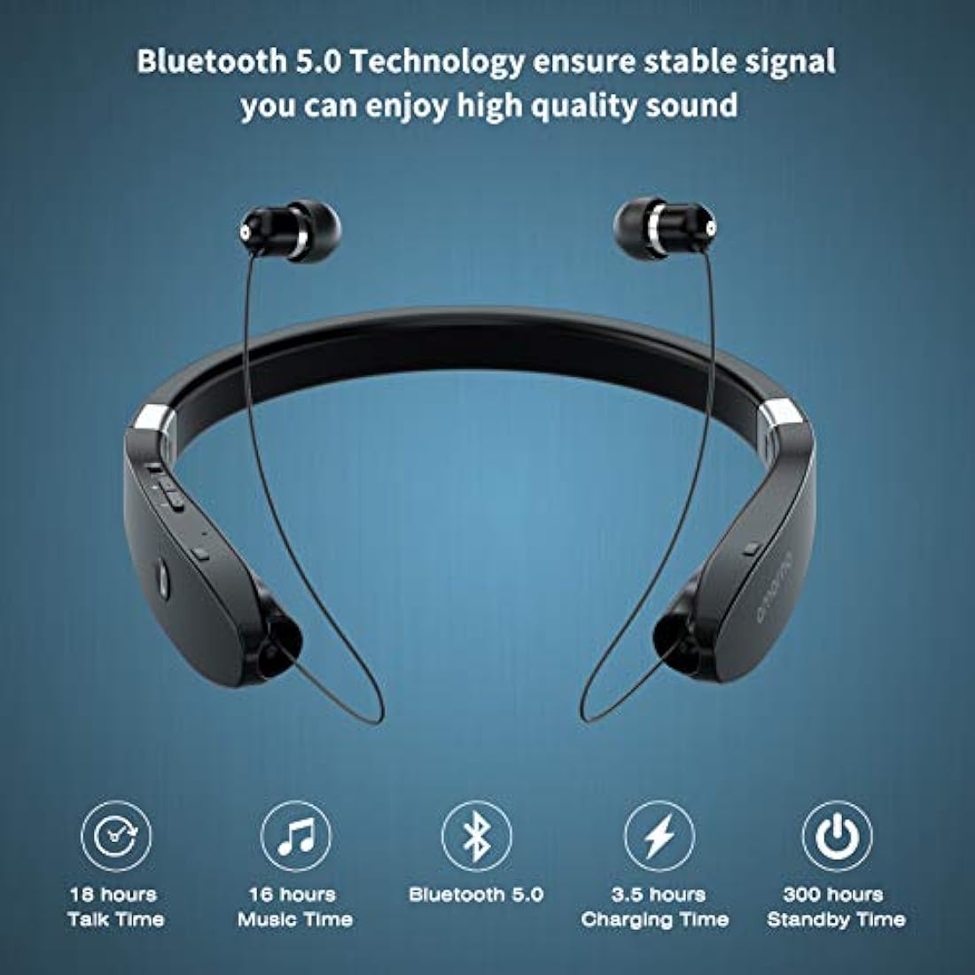 AMORNO Auriculares Bluetooth plegables inalámbricos