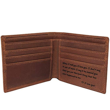 Cartera de piel personalizada para hombre, con grabado