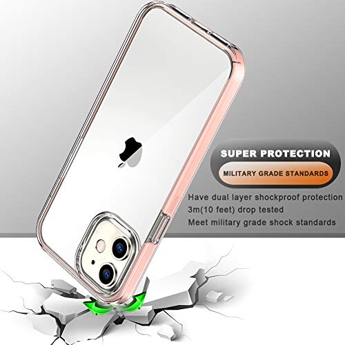 COOLQO - Funda transparente de silicona de cuerpo completo 360º a prueba de golpes, compatible con iPhone 12 / iPhone 12 Pro de 6.1 pulgadas [con 2 protectores de pantalla de vidrio templado], rosa