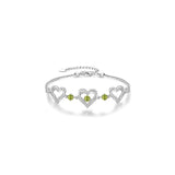 Pulseras de plata fina con colgante de corazón ajustable