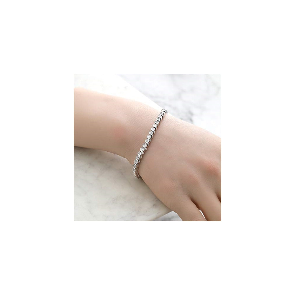 Pulseras y tobilleras redonda con circonita cúbica blanca