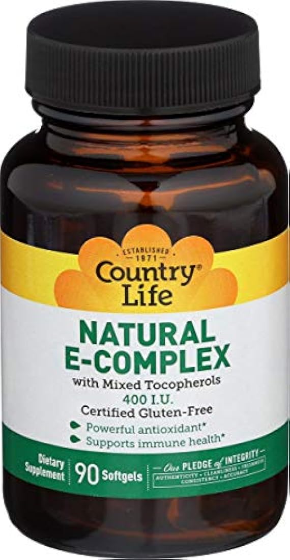 Country Life - Compuesto de vitamina E natural, 400 UI con tocoferoles mixtos, 90 cápsulas blandas