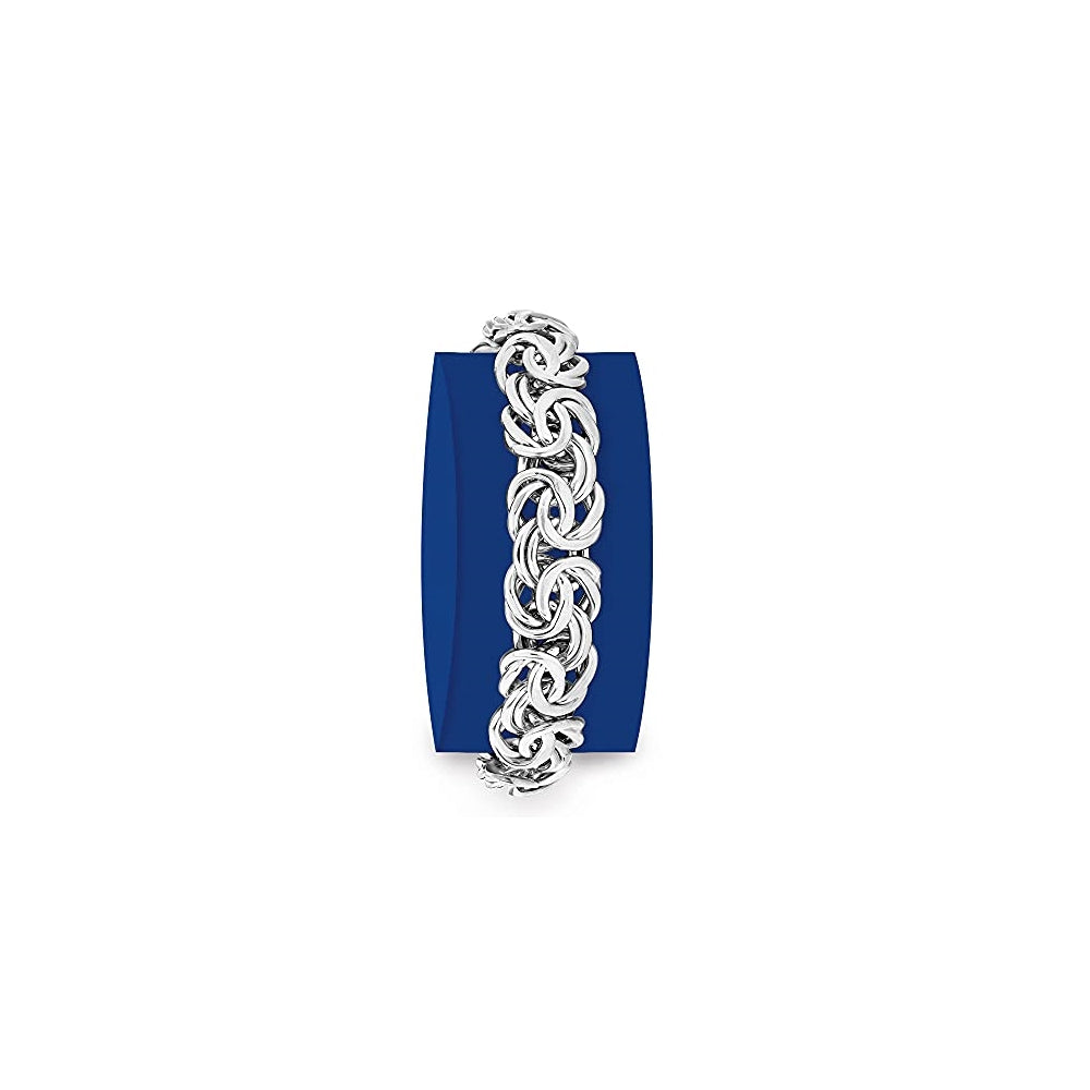 Pulseras bizantina grande de plata de ley italiana