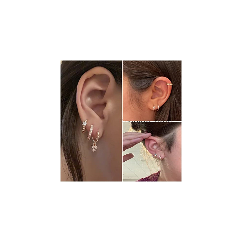 Aretes de aro dorados  para mujeres 5 pares