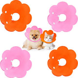 Weewooday 4 piezas flor cuello gato Conos forma flor mascota herida cuello cuello cuello collar ajustable recuperación collar suave isabelino collar para gatitos gatos cachorros conejos tamaño S/M (rosa y naranja)