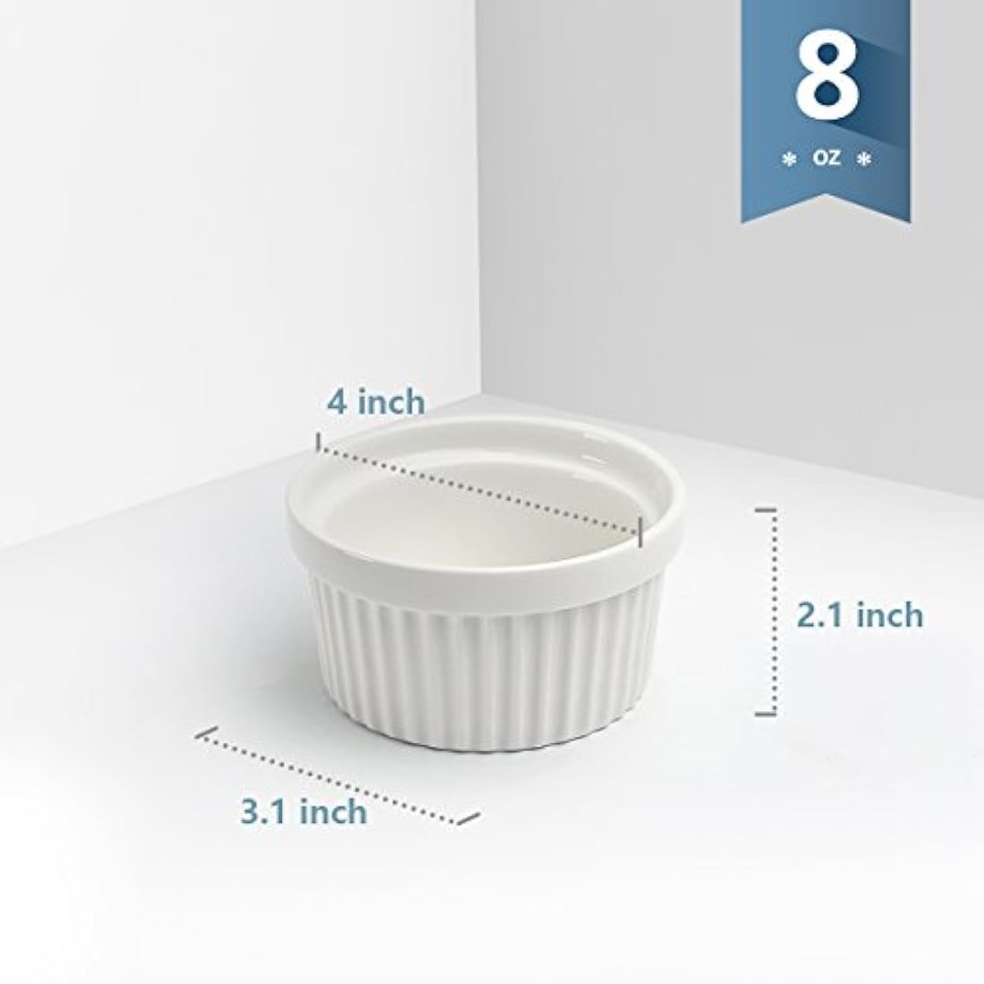 Platos para soufflé de porcelana 8 onzas de 6, 4 pulgadas