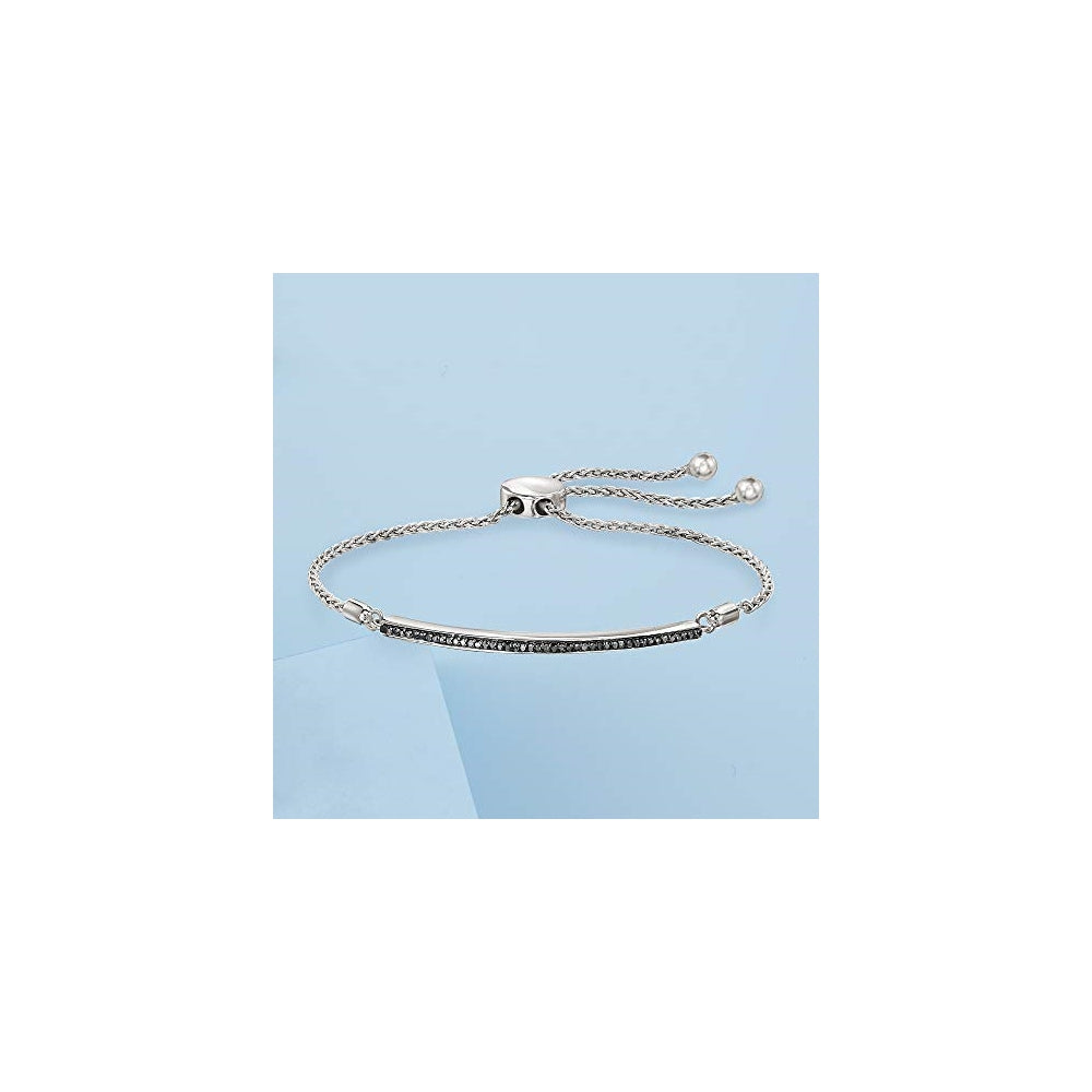 Pulseras y tobilleras de bolo con barra de diamantes negros