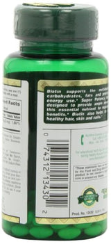 Nature 's Bounty, biotina de súper potencia, 5000 mcg, 72 unidades (60 + 12 bonos), 13430, paquete de de 2, Con, 2