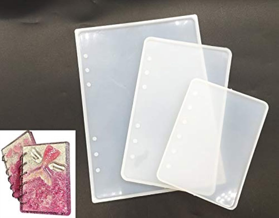 Juego de 3 moldes de resina para cuaderno, A5 A6 A7, molde de silicona para cuaderno con resina epoxi, bricolaje para manualidades, molde semitransparente