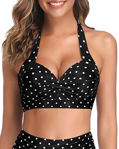 Tempt Me - Parte superior de bikini, estilo halter retro con relleno para mujer