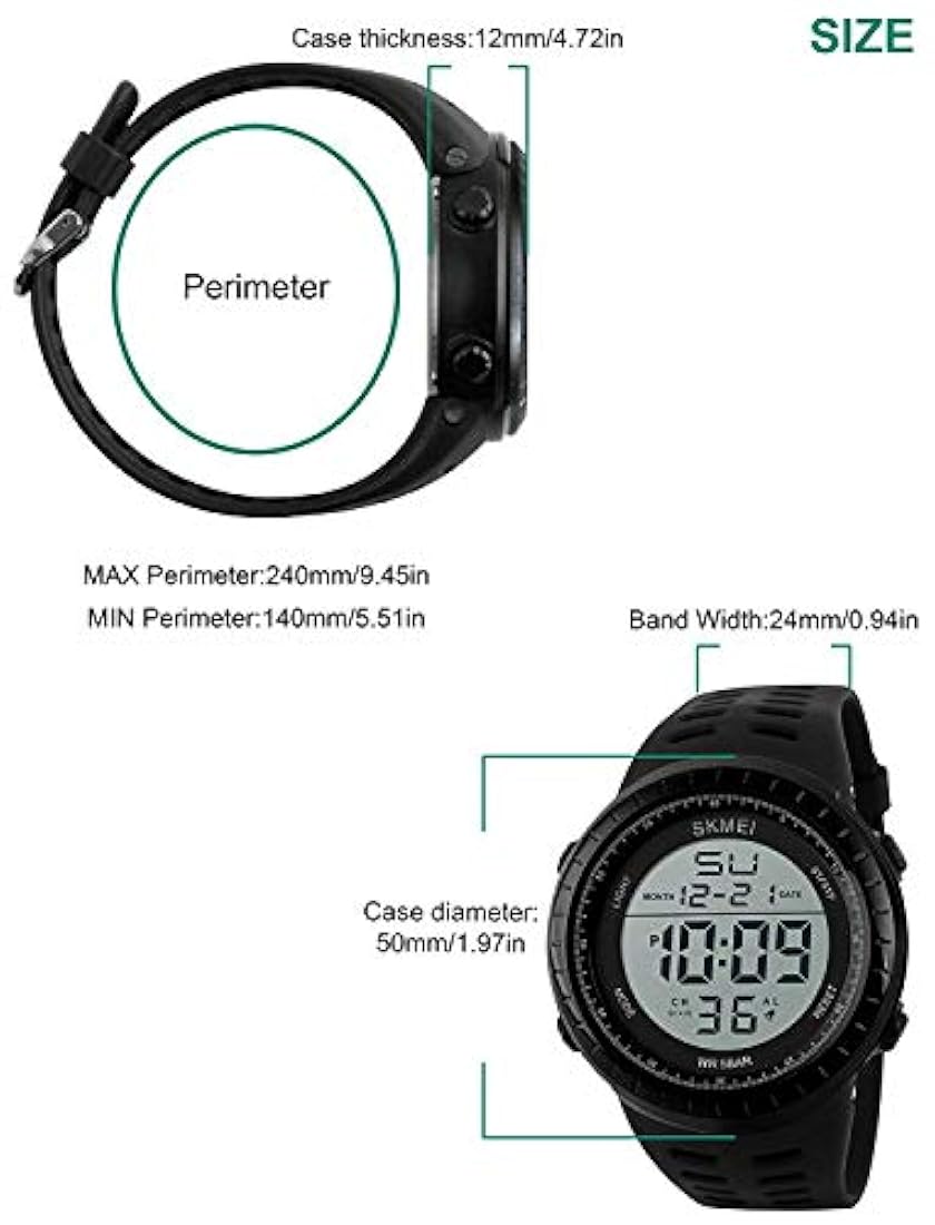 Reloj deportivo digital hombre,pantalla LED,esfera grande