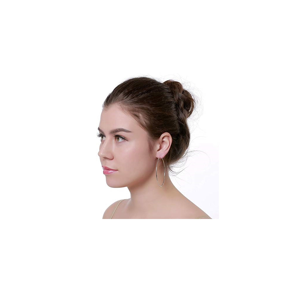 Aretes de aro grandes de plata hipoalergénicos para mujeres
