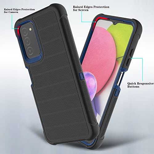 Leptech Funda para Samsung Galaxy A03S con protector de pantalla de vidrio templado, [Serie Funda] Clip de cinturón duro, resistente, resistente, resistente, resistente, resistente a prueba de golpes, cubierta para teléfono celular (negro)