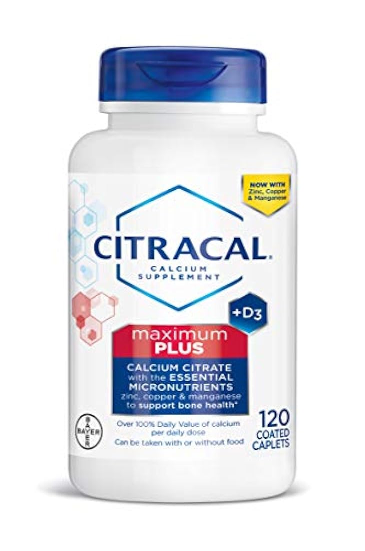 Citracal Maximum, Highly Soluble, Easily Digested, 630 mg Calcium Citrate with 1000 IU Vitamin D3, Bone Health Supplement for Adults, Caplets, 120 Count