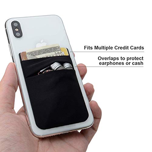 Tarjetero de elastano elástico para teléfono, con bolsillo para tarjetas de crédito y cédula de identidad, con adhesivo 3M compatible con iPhone, Samsung Galaxy y smartphones Android