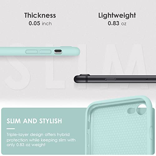 DTTOCASE - Funda para iPhone SE 2022/2020, iPhone 8, iPhone 7, funda de silicona líquida para iPhone SE 8 7 de 4.7 pulgadas, funda protectora suave y sedosa colorida para niñas y mujeres, verde menta