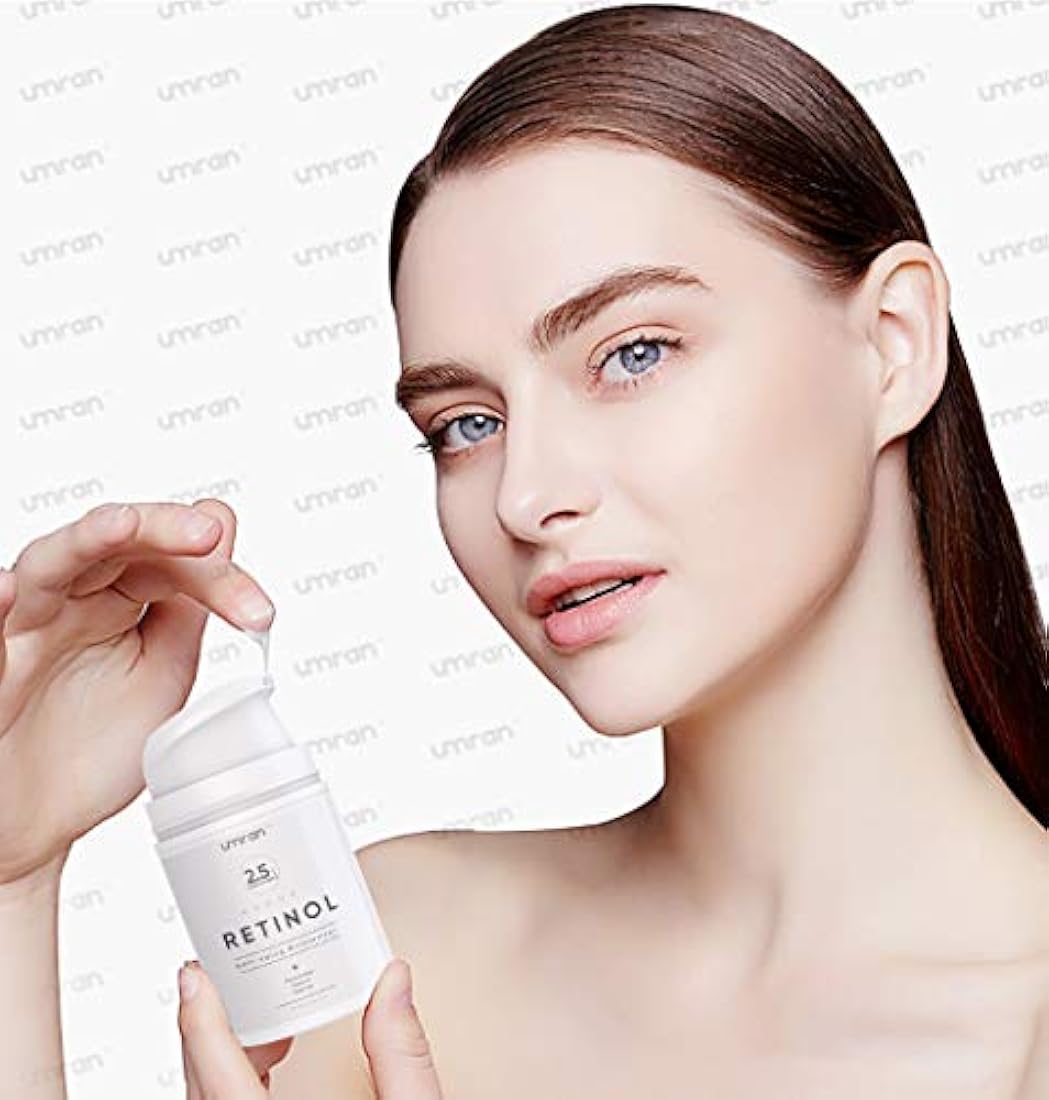 Crema de retinol premium UMRAN, crema hidratante antienvejecimiento 2,5% para el cuidado facial y ocular, esencia antiarrugas con ácido hialurónico, crema de día y noche, vitamina E y té verde, 1.7 fl oz, 1.7 fl.Oz